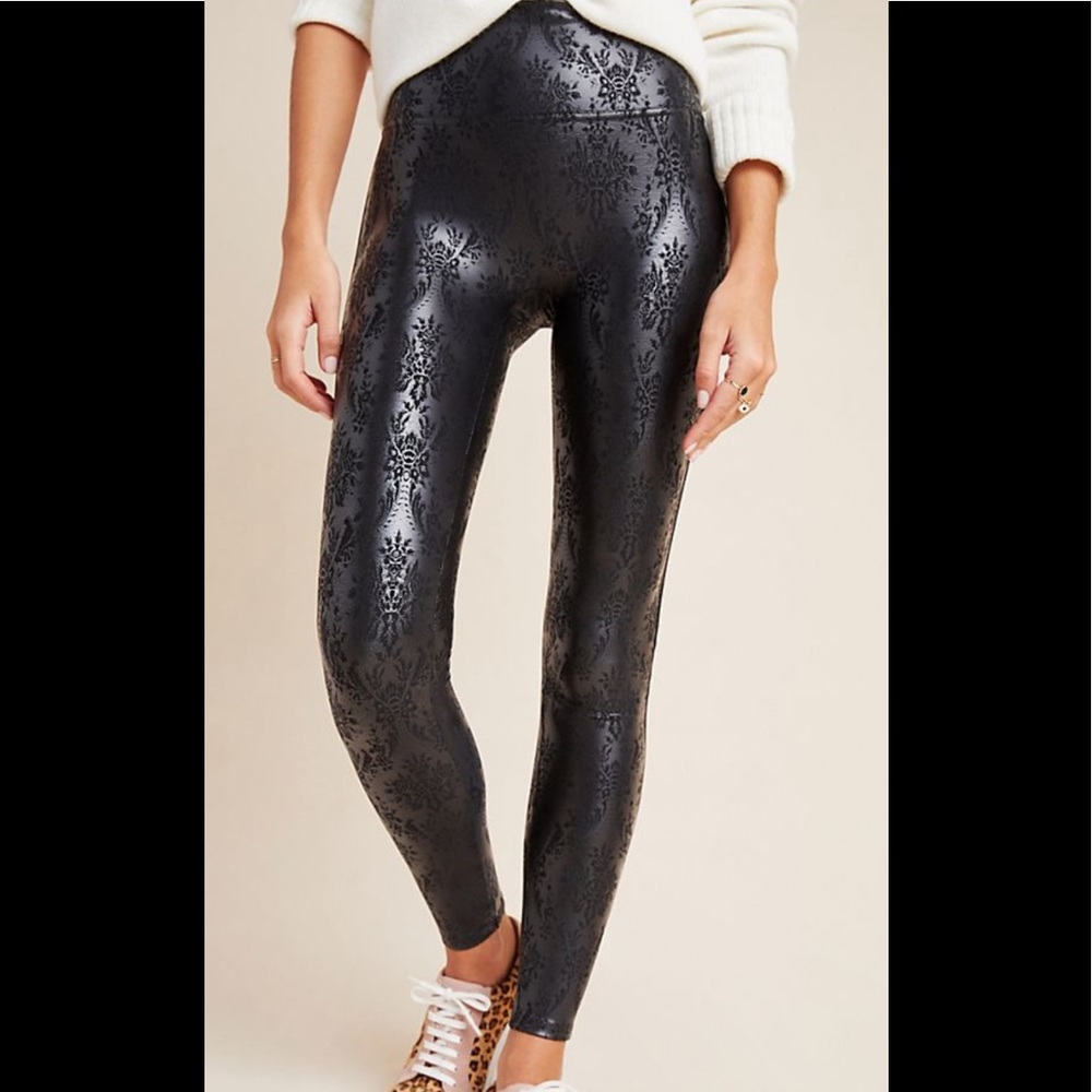 NWT Spanx brocade faux leather leggings